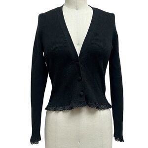 For Love and Lemons Knit and Lace Nina Cardigan in Black